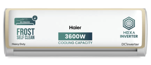 Haier 2025 Model Intelli-Convertible 7 in1 Convertible 1 Ton 5 Star Split Inverter HD Filter,Frost Self Clean,Upto 20 M air Flow, Hyper PCB, 2 Way Swing AC - White  (HU14-5BN-INV//HS14E-TXG5BN-INV, Copper Condenser)